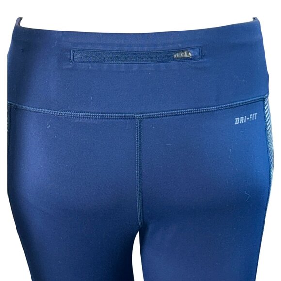 Nike Womens Dri-FIT Capri Leggings - Blue Checkered Mesh Side Panels Small - Picture 6 of 6